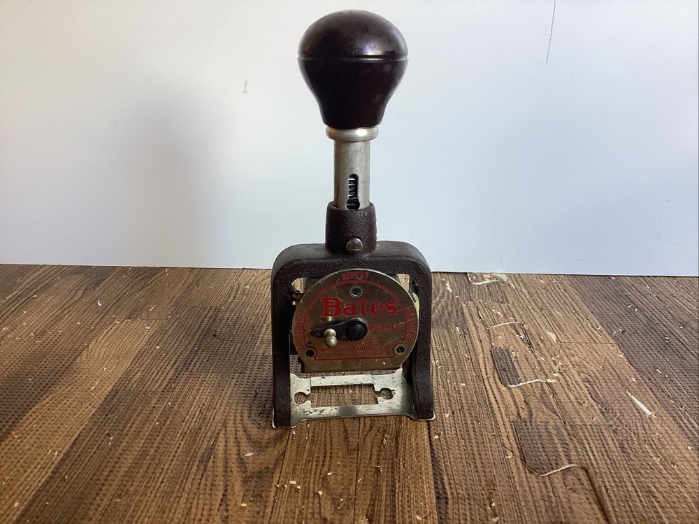 Vintage Bates Numbering Machine 6 Wheels Style E Multiple Movement
