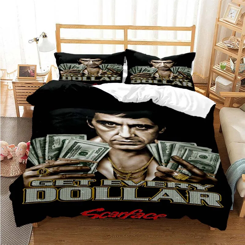 Tony Montana Scarfaces Bedding Set Duvet Cover Pillowcase Bed Kids Adult Home