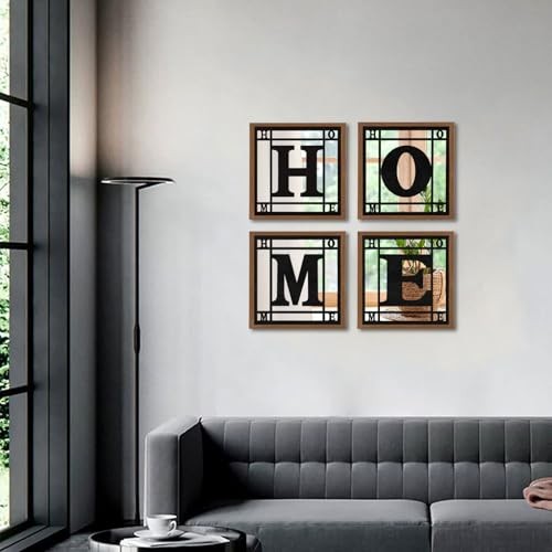 PCS Square Wall Mirrors, Rustic Farmhouse Accent Mirror， Home Wall Decor for 4