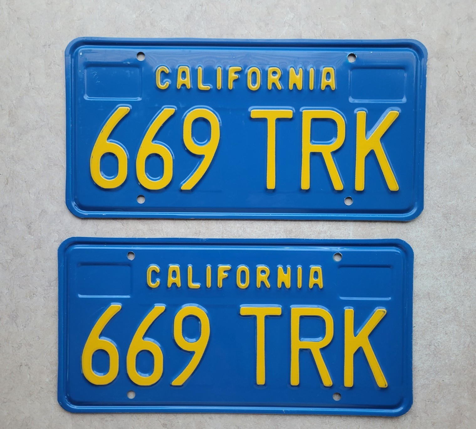 NOS California 1970 Blue License Plates 1971 1972 1973 1974 1978 tag DMV clear