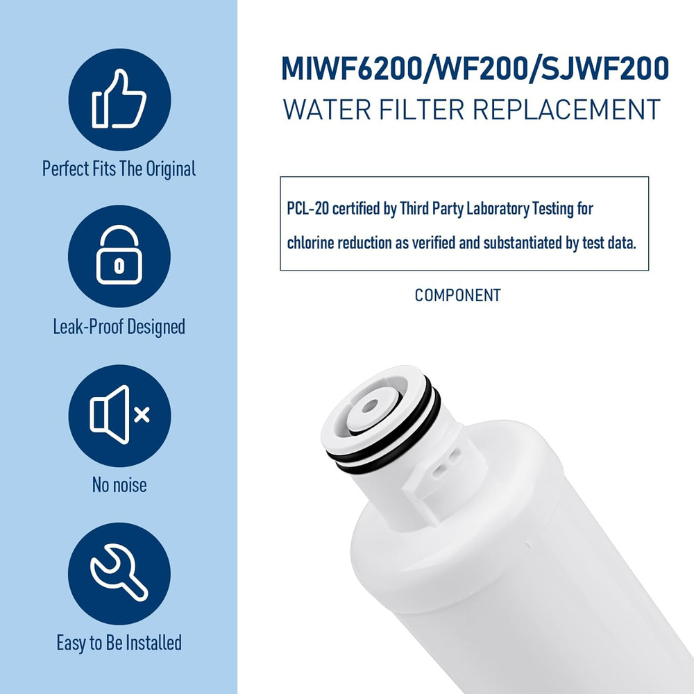 MIWF6200 Water Filter for Sharp Thor Kitchen Zline Midea Refrigerators 1 Pack