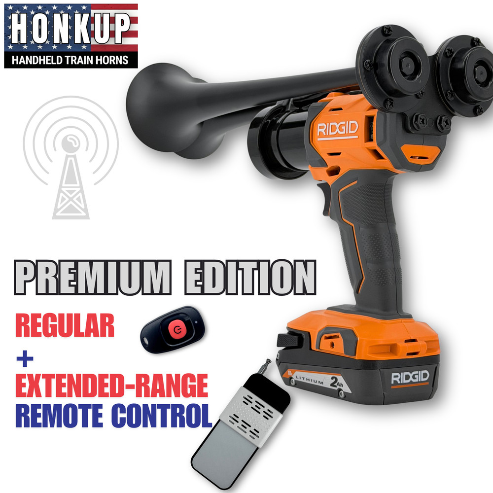 Premium Ridgid Impact Handheld Train Horn | Full Kit + Two Remote Controls