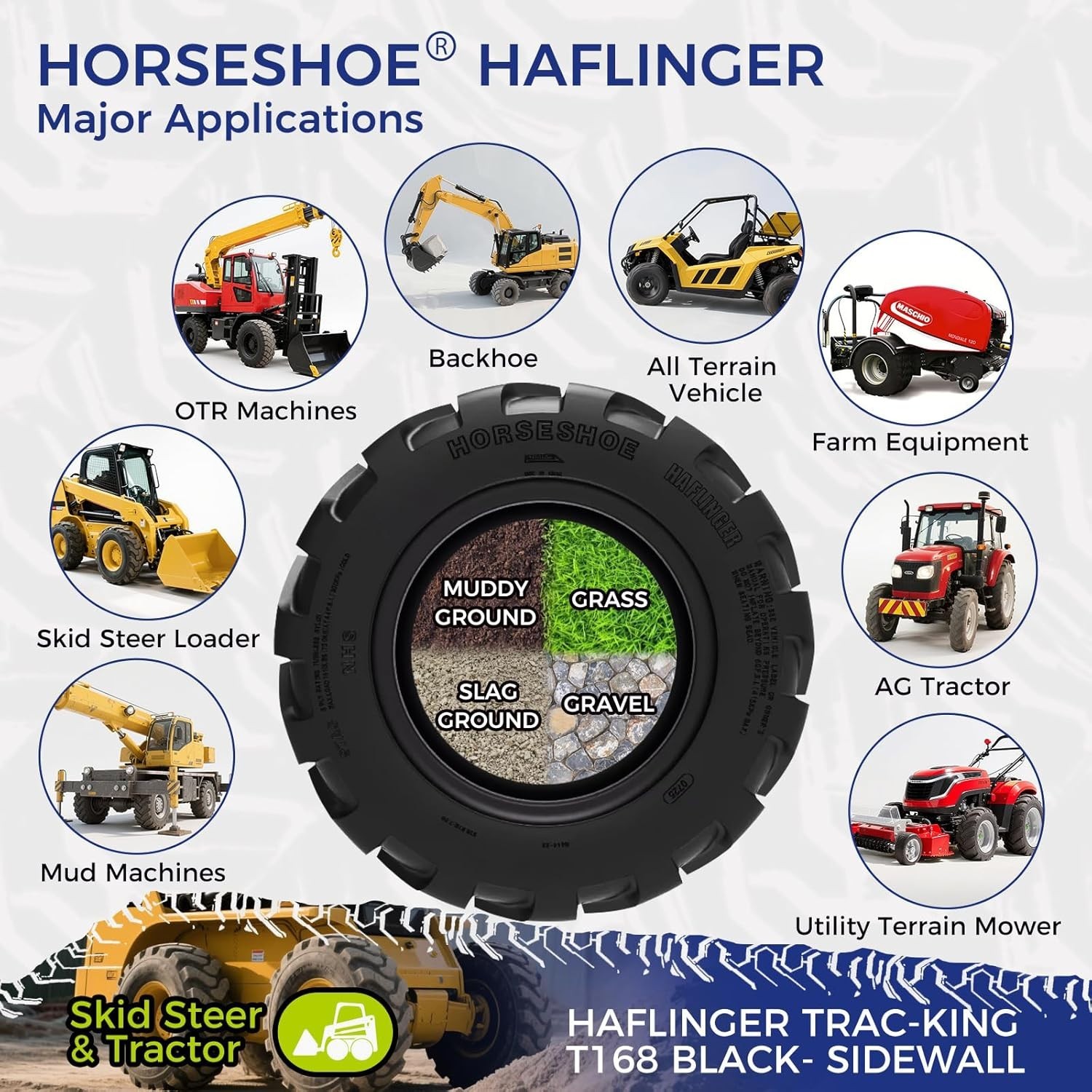 4 10-16.5 14PR Skid Steer Tires fits BOBCAT HAFLINGER TRAC-KING Heavy Duty 10165