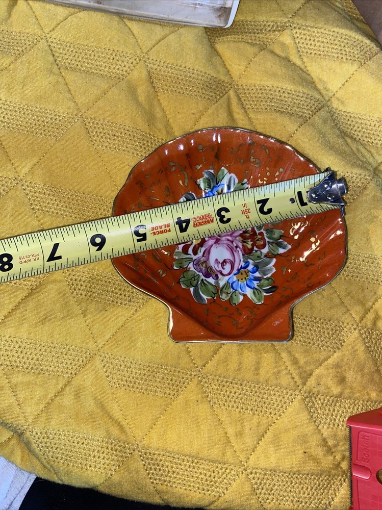 BEAUTIFULLY DONE ORANGE LIMOGES SHELL DISH