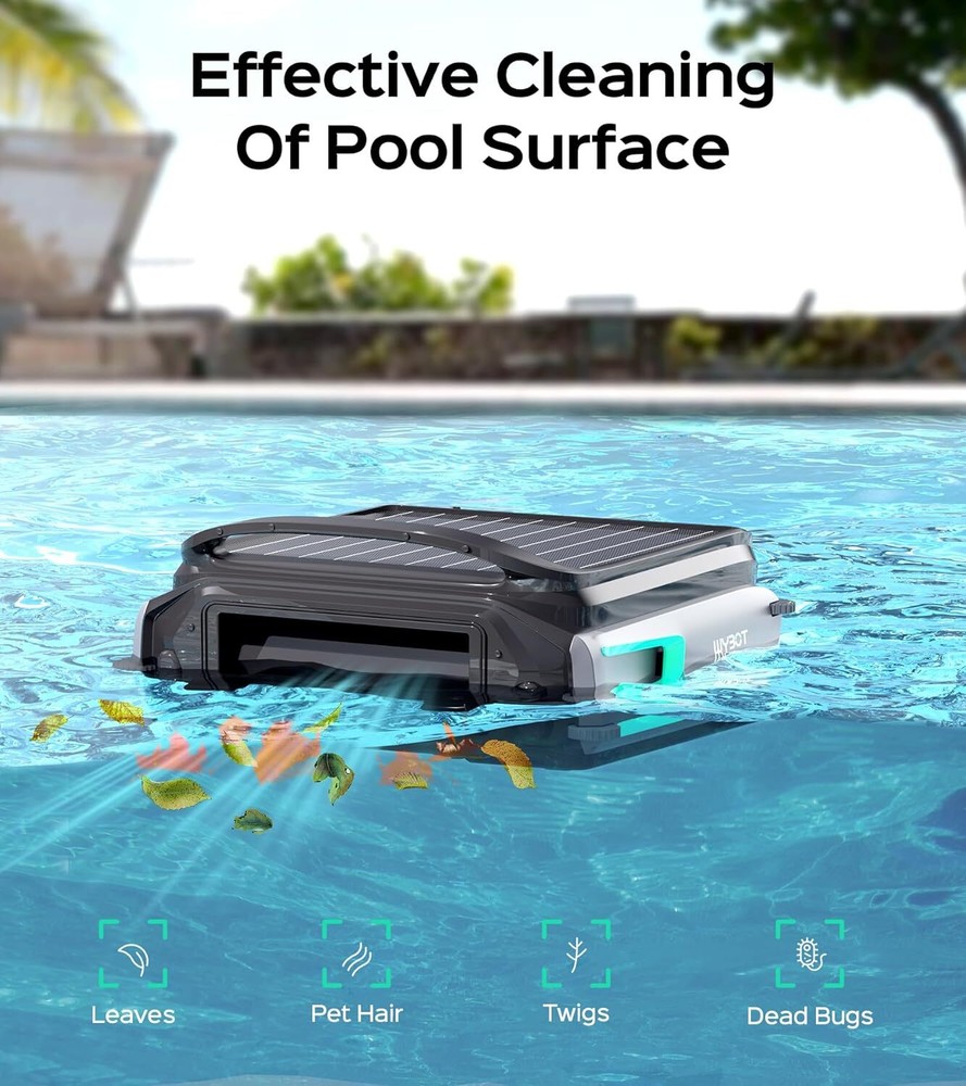 WYBOT F1 Solar Powered Automatic Pool Surface Cleaner Robotic Pool Vacuum