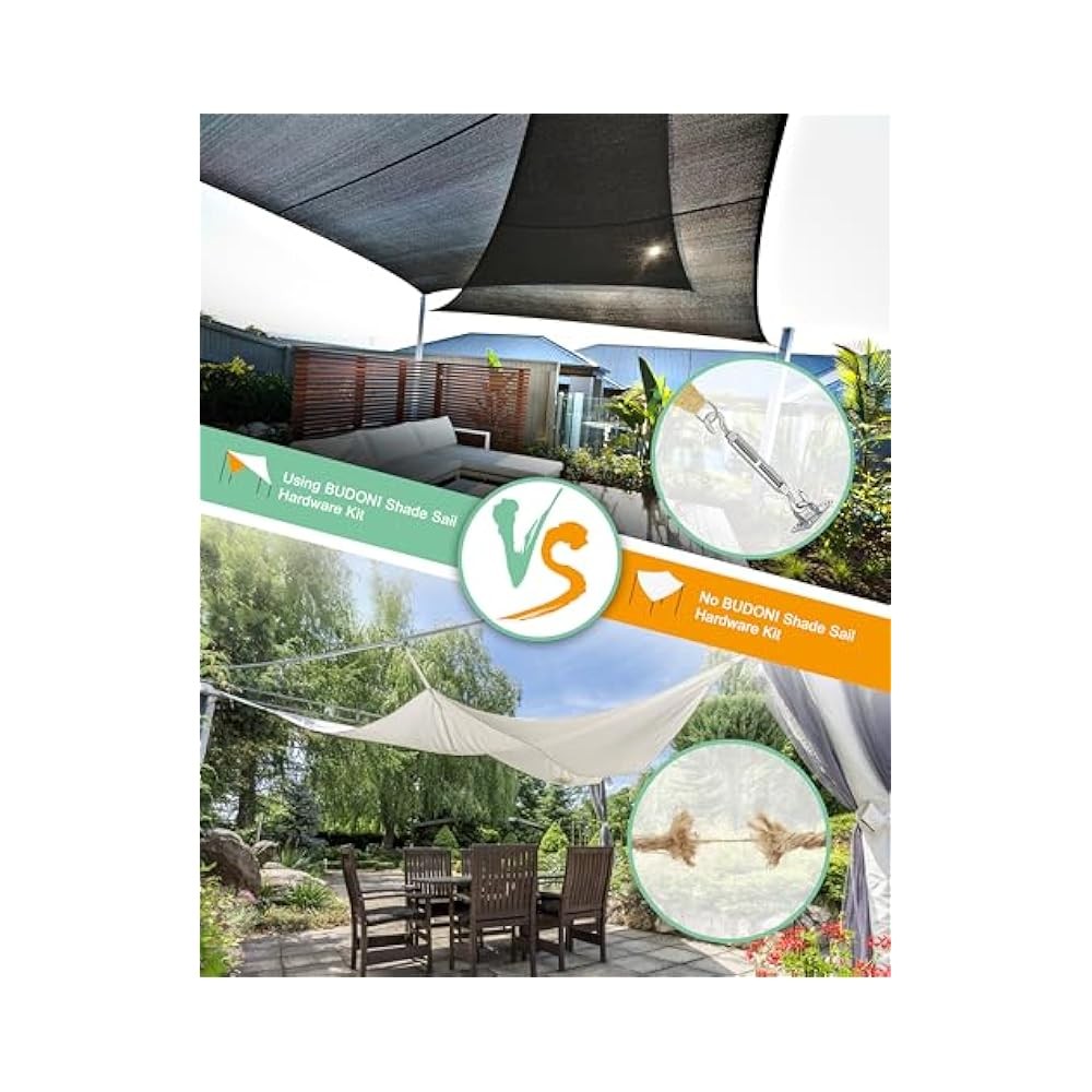 Outdoor Canopy Shade Kit, Includes Turnbuckles, Hooks & Mounting Hardware