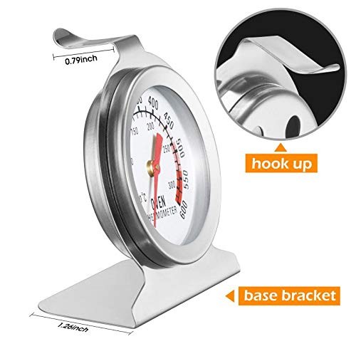 2 Pcs Oven Thermometer Stainless Classic Stand Up Food Meat Temperature Gauge5-1