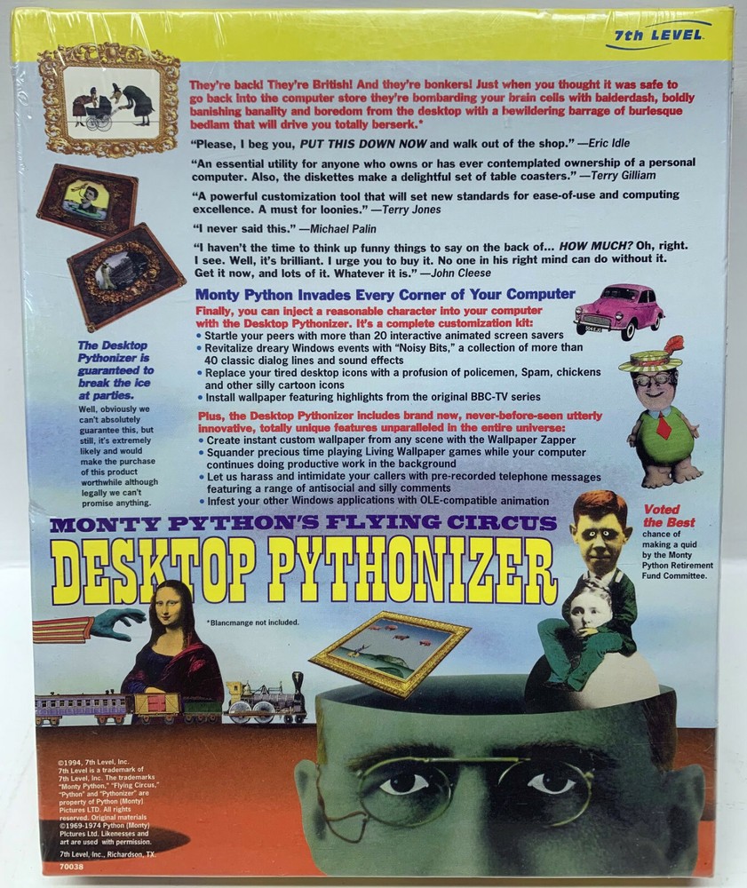Monty Python's Flying Circus Desktop Pythonizer 3.5" HD floppy disk1995 New!