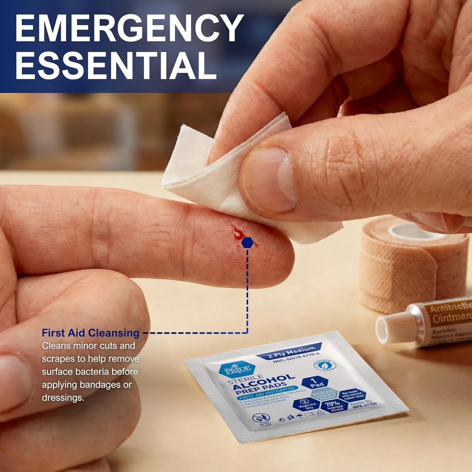 Individually Wrapped 100 Count Sterile Alcohol Swabs - Antiseptic & Convenient