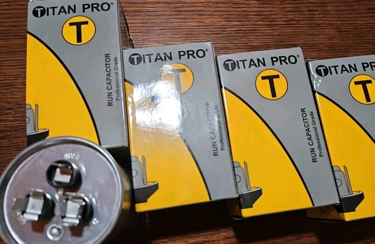 4 -TitanPro TRCFD555 HVAC Round Motor Run Capacitor 55/5 MFD/UF 440/370 VAC