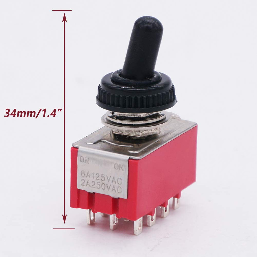 /2Pcs Mini Toggle Switch 4PDT 2 Position 12 Pins ON/ON Miniature Toggle Switch A