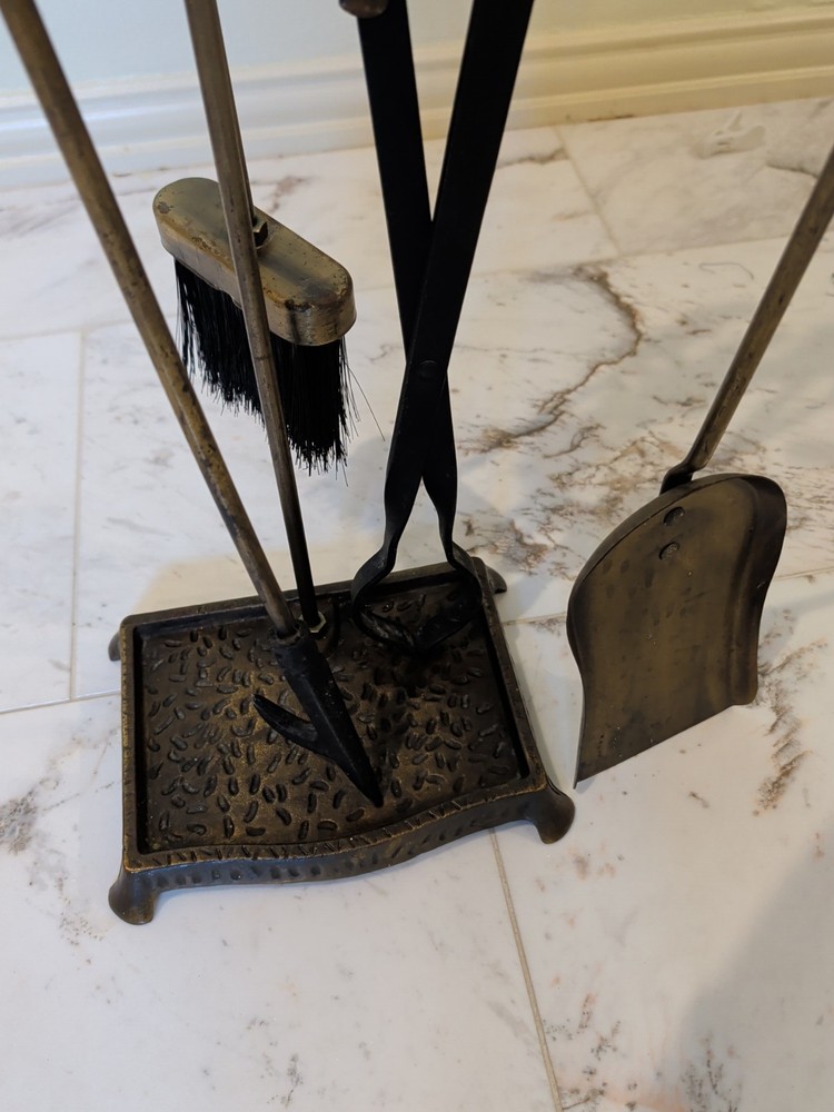 Fireplace Tool Set Vintage Cast Iron