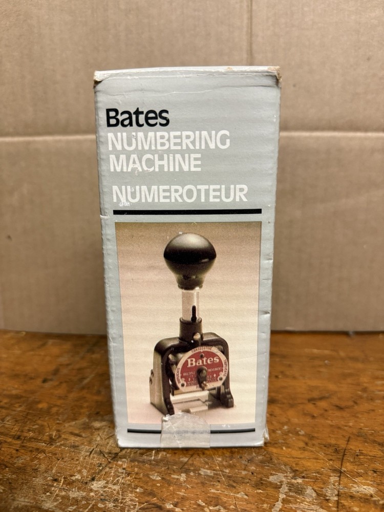 Vintage Bates Multi Movement 6 Wheel Numbering Machine Stamp 4 Function NOS