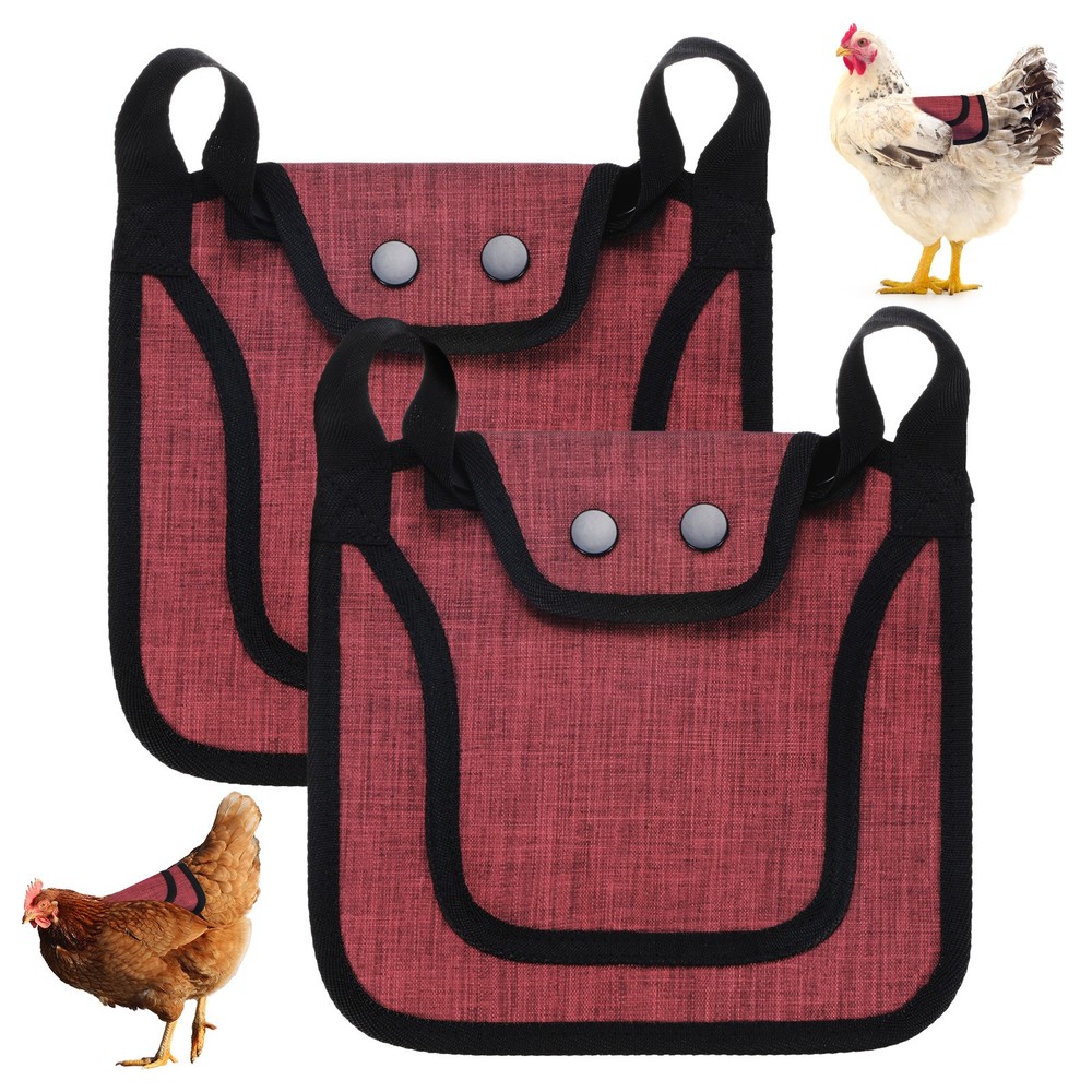 2-Pack Premium Chicken Saddle, Hens Saddle with Adjustable Strap [Red]