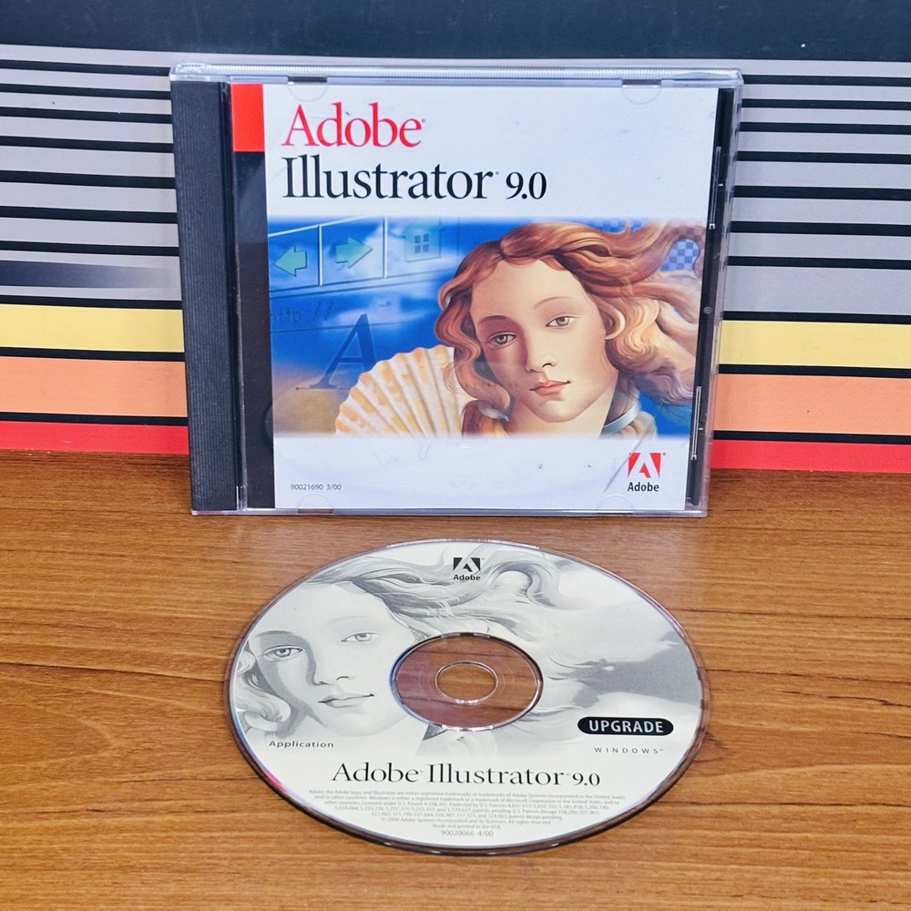 Adobe Illustrator 9.0 (PC, 2000) Vintage Windows Software Upgrade W/ Key