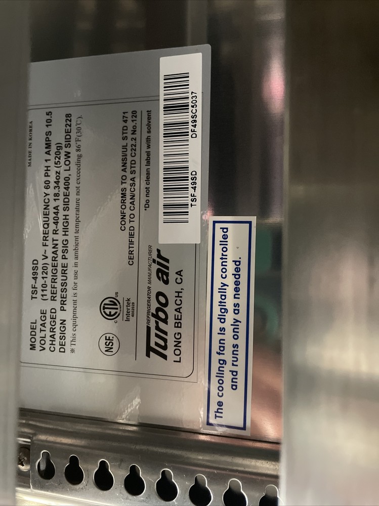 Turbo Air TSF-49SD 2 Solid Doors Reach-In Freezer, Bottom Mount