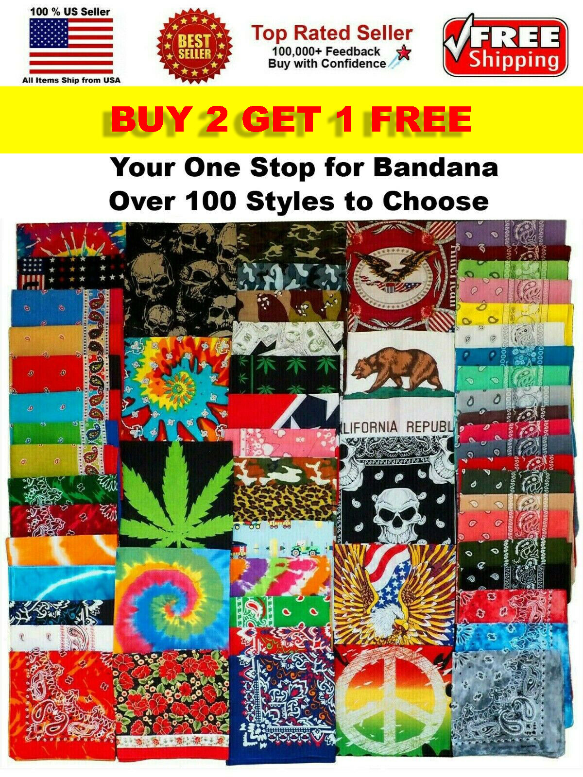 NEW COTTON PAISLEY PRINT DESIGNS SCARF BANDANA HANDKERCHIEF HEAD WRAP WRISTBAND