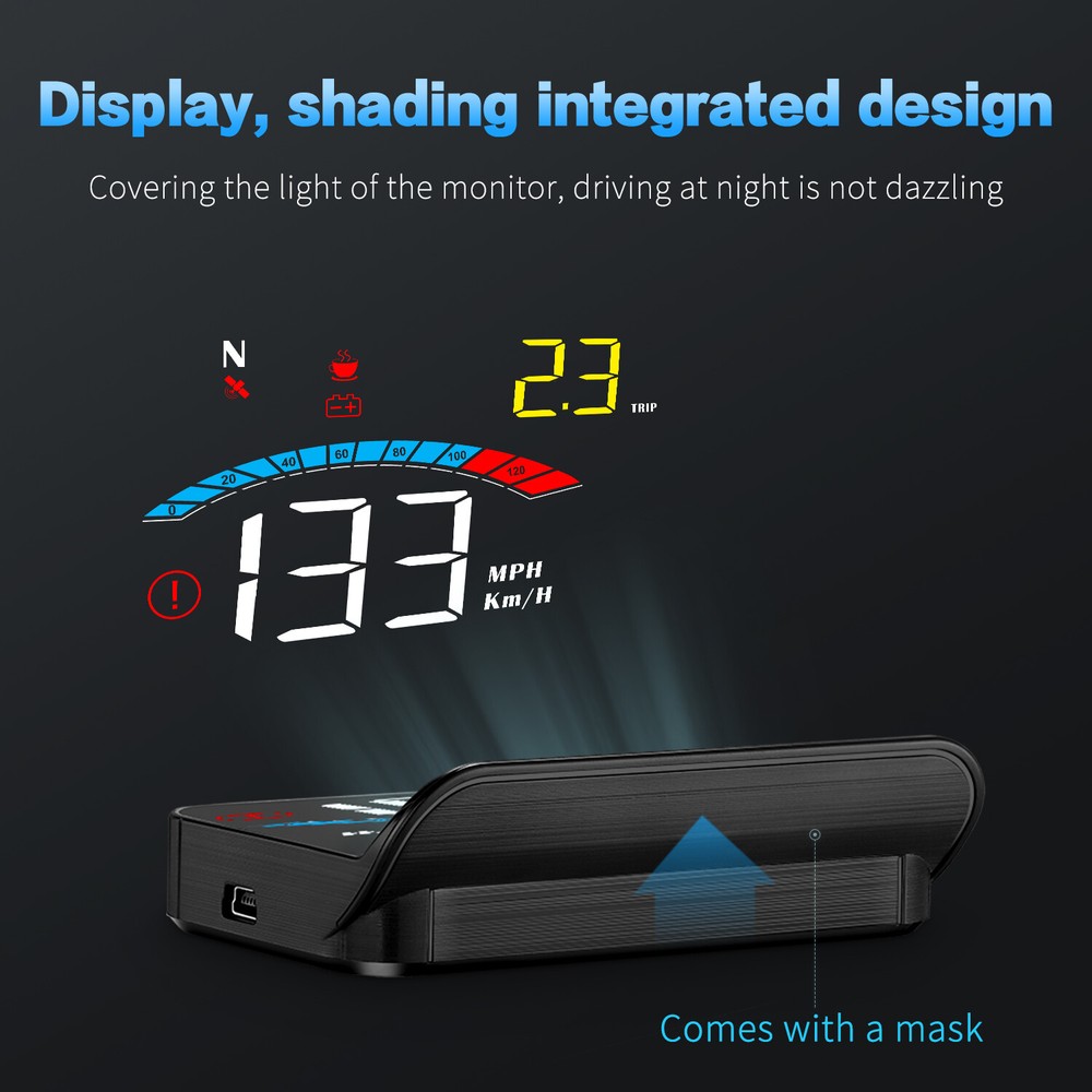 3.8" Car Digital GPS Speedometer Head Up Display Overspeed MPH/KMH Warning %$*