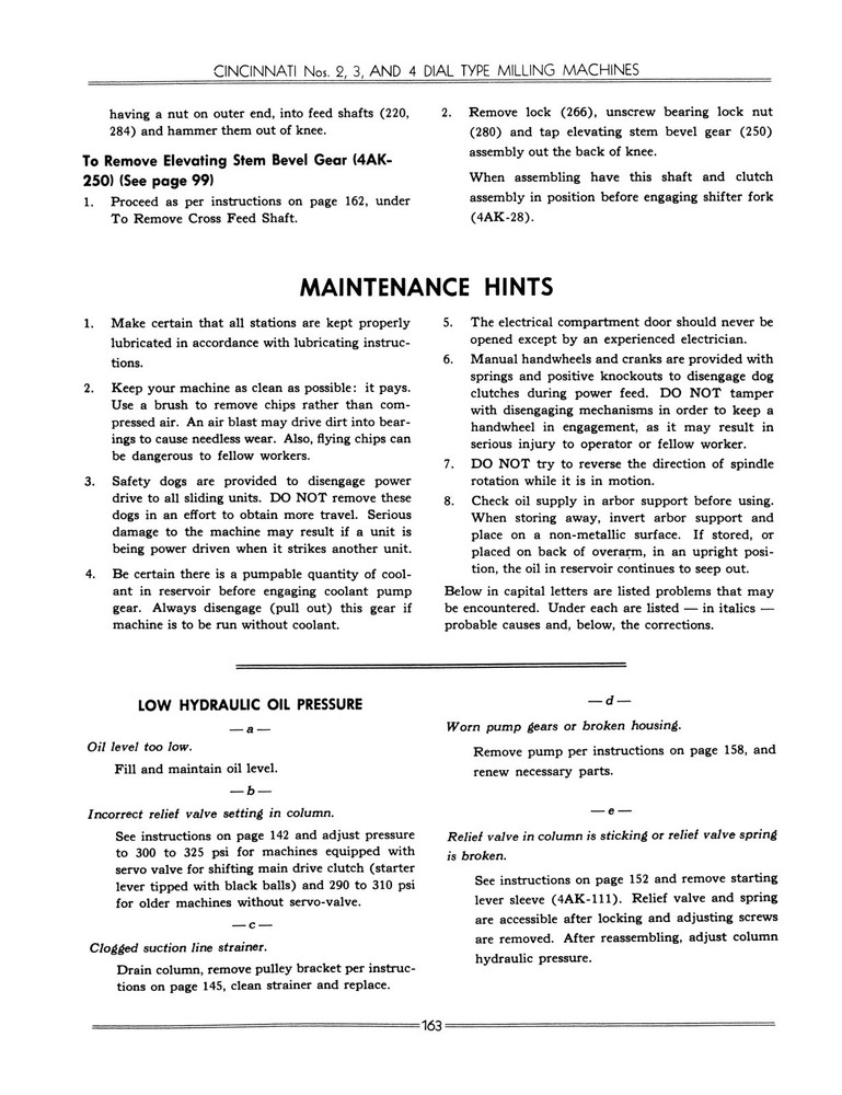 Cincinnati #2, #3, & #4 Model OM Dial Milling Machine Service Manual *37