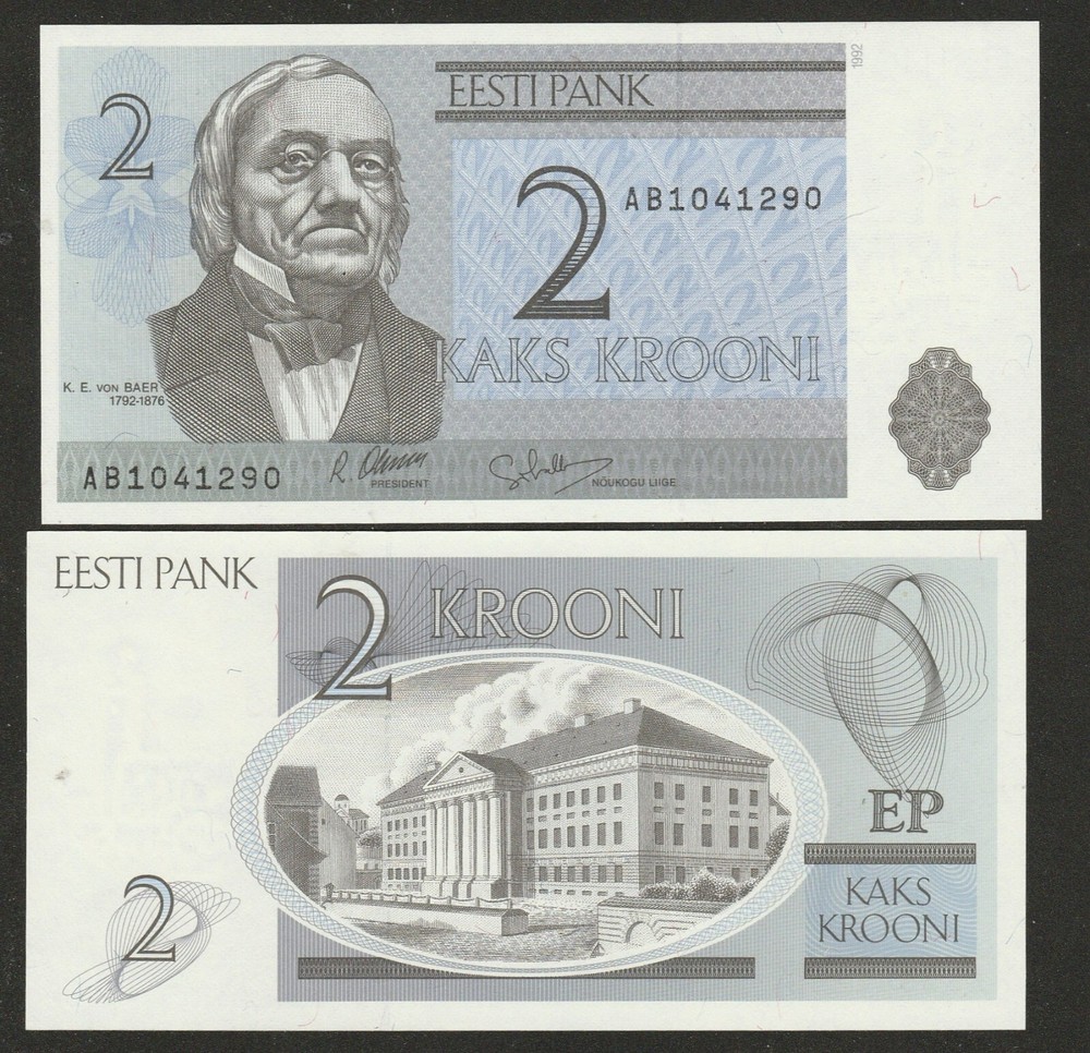 1992 ESTONIA 2 KROONI NOTE IN UNC GRADE