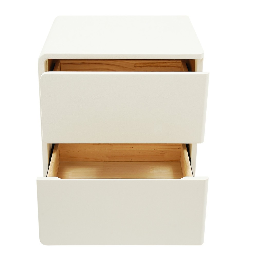 2-Drawer Minimalist Bedside Table, Nightstand with Microfibre Leather Wrap