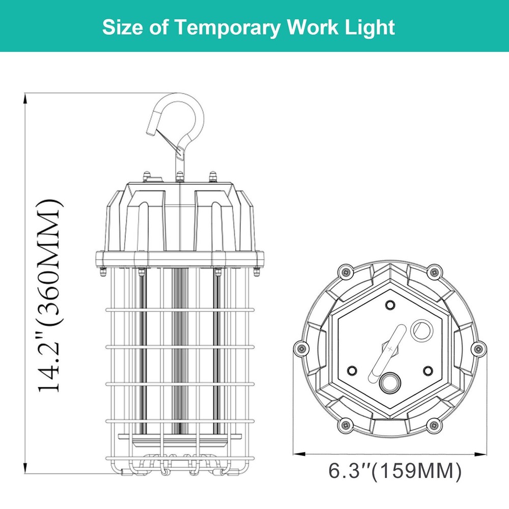 150W LED Construction Hanging Work Light Temporary Portable Jobsite Workshop ETL