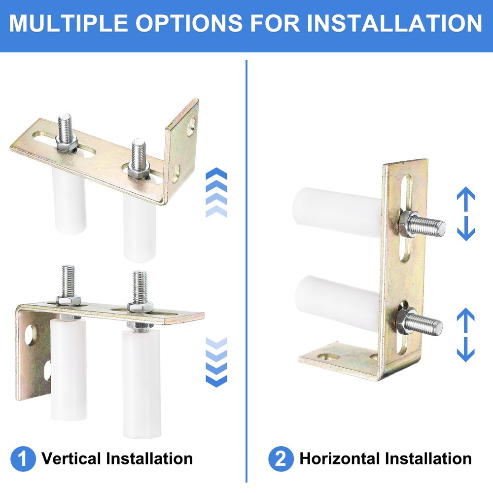 2Pcs Slide Gate Guide Rollers 3" Nylon Gate Support Rollers with Bracket White