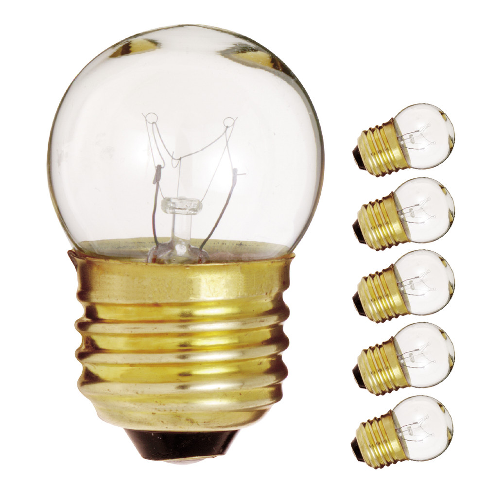5 Pack Satco CLEAR Globe Indicator Sign Bulb 7.5W 120V S11 Medium Base E26
