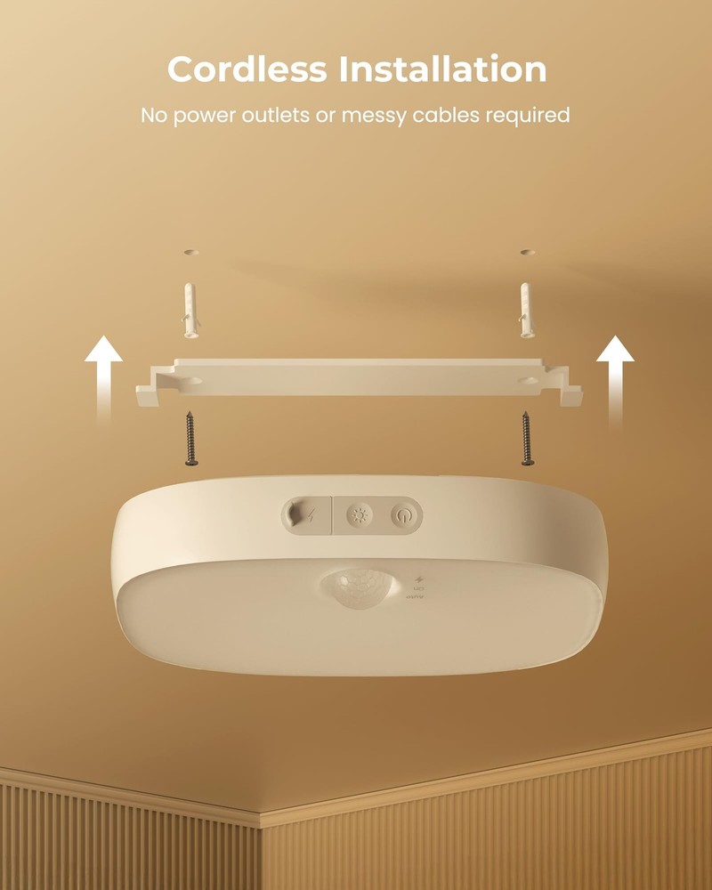 Shower Lights IP65 Waterproof, Motion Sensor Ceiling Light, Rechargeable Clos...