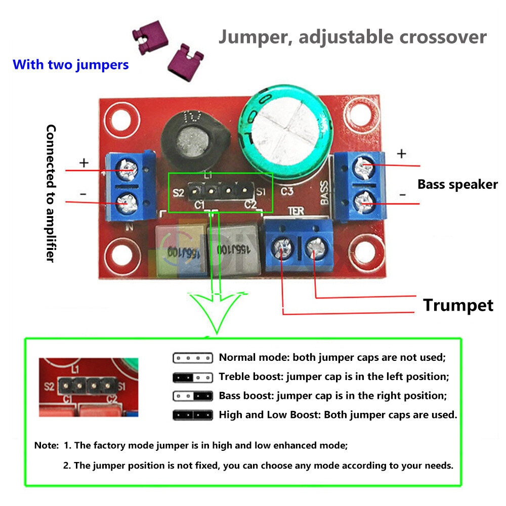 HIFI Speaker High and Low Frequency Two-way Divider Module DIY Audio Crossover