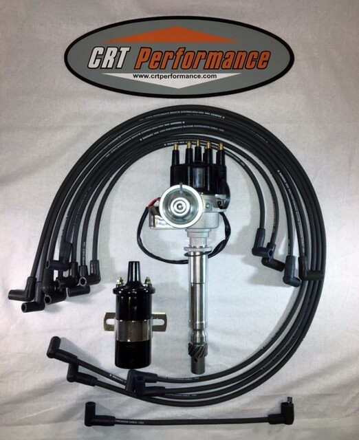SB Chevy SBC Small Cap H.E.I HEI Distributor Kit W/ 8mm HP Plug Wires + 45K Coil