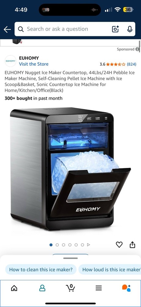 NEW. 🧊 Euhomy Nugget Ice Maker – Open Box, Tested & Working (Black)