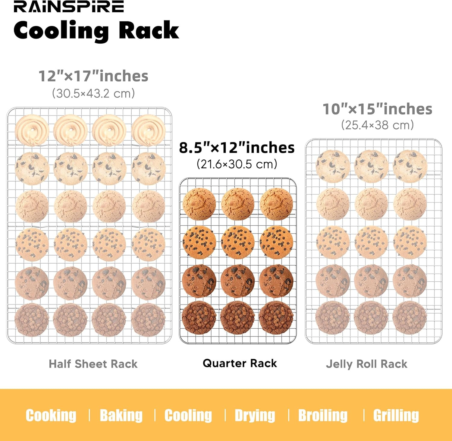 Stainless Steel Heavy Duty Cooling Rack, Fits Quarter Sheet Pan (8.5" X 12")