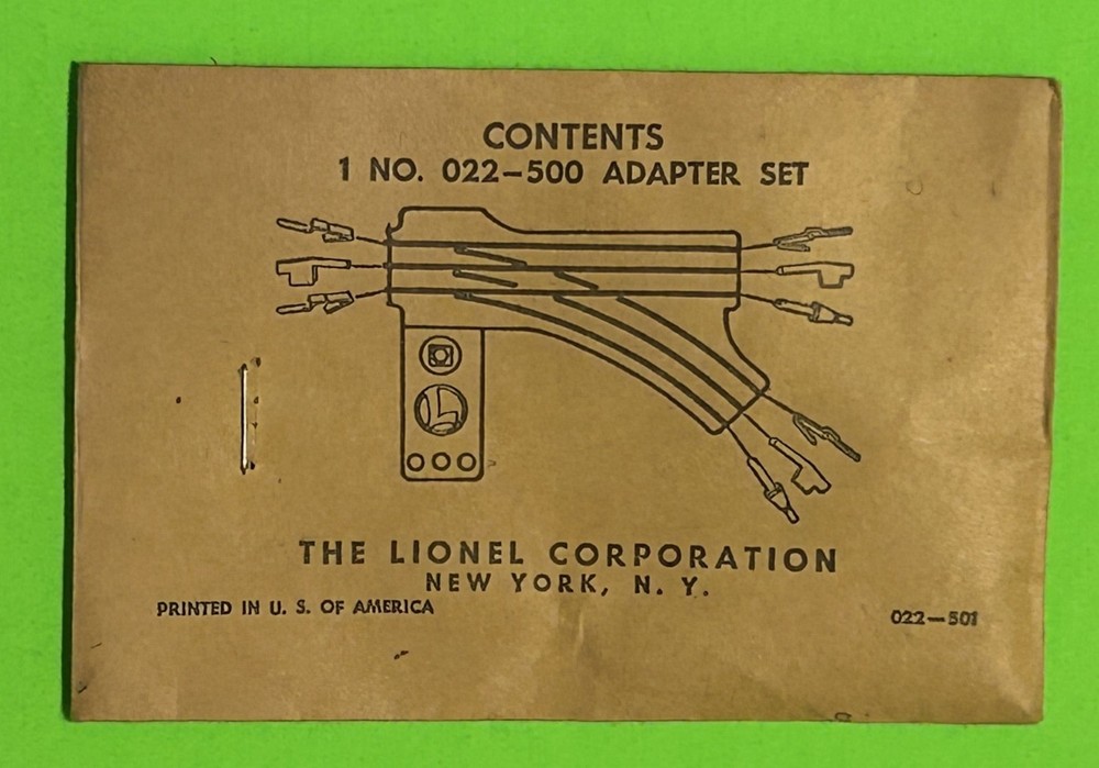 Lionel 022-500 adapter packet - Sealed - complete.