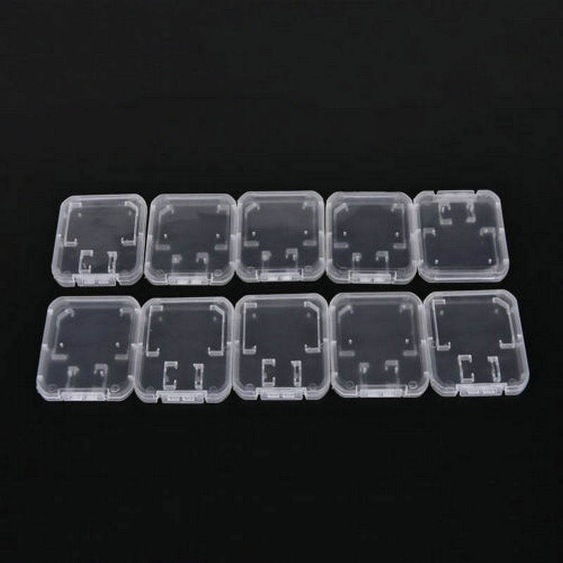 10PCS Plastic Transparent Standard SD SDHC Memory Card Case Holder Box Storage