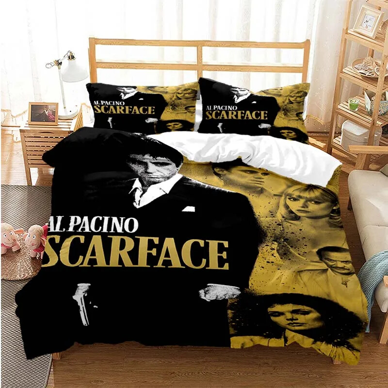 Tony Montana Scarfaces Bedding Set Duvet Cover Pillowcase Bed Kids Adult Home