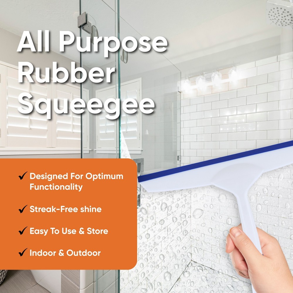 Superio 10" and 6"Window Rubber Squeegee with Hanging Loop, 2 pack Blue