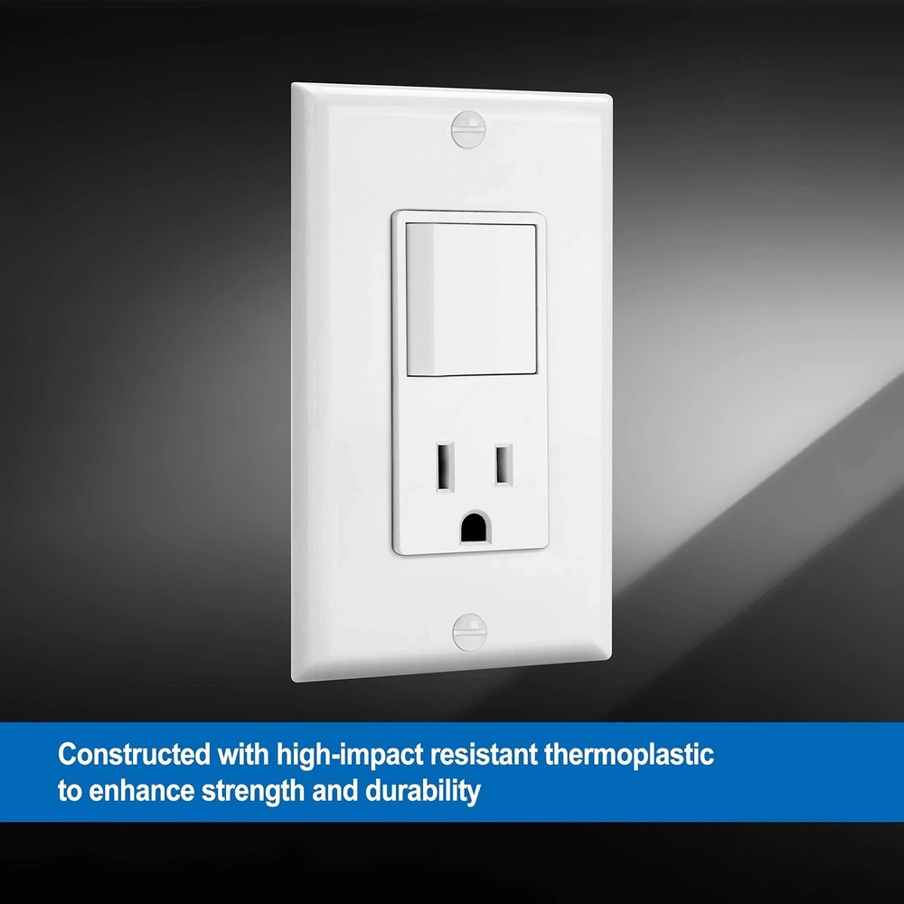 6 Pack Combination Wall Light Switch and Decor Outlet, Single Pole