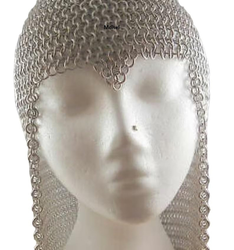 Aluminum Chainmail Coif Butted Hood Anodized Head Scarf Large Medieval Knight