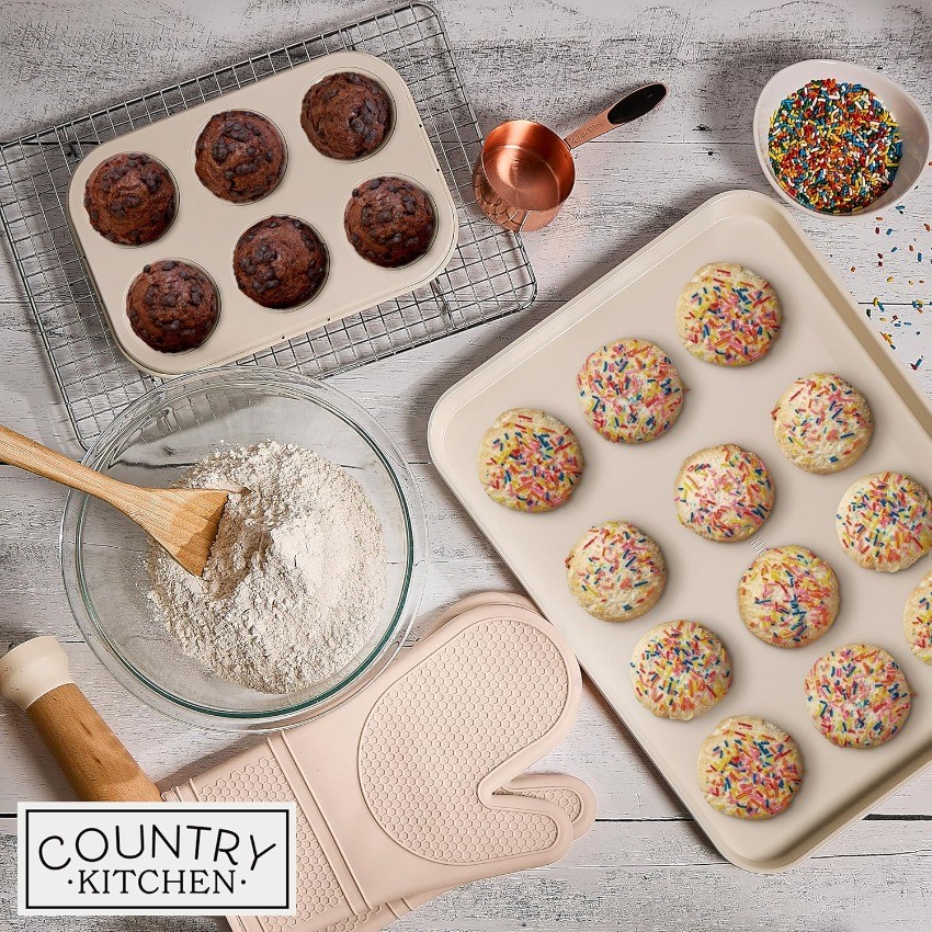 Country Kitchen Nonstick Stackable Bakeware Set - Deluxe Heavy Duty