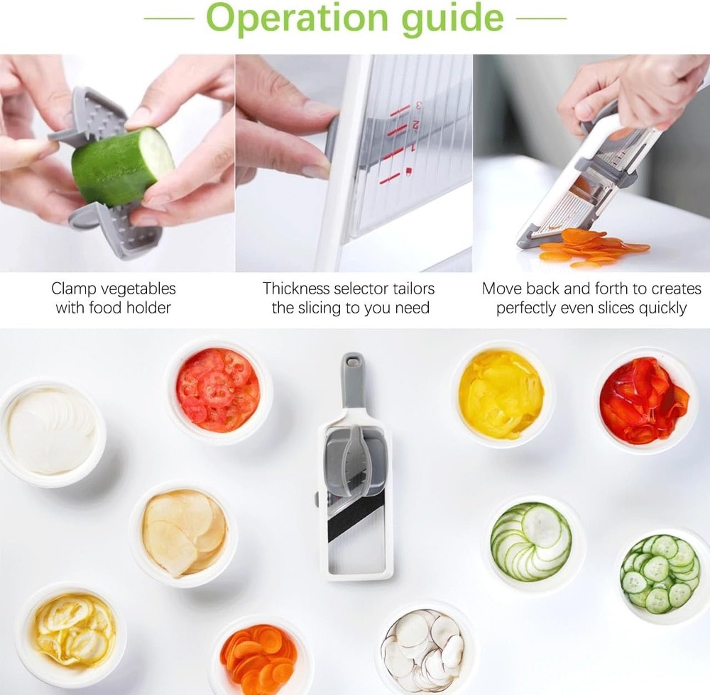 Ergonomic Vegetable Slicer: Safe, Efficient, and Includes Peeler Accessory