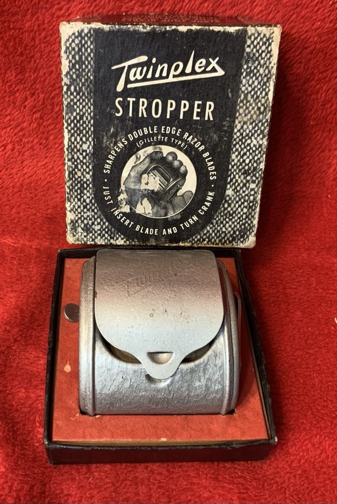Vintage TwinPlex Stropper Double Edge Razor Blade Sharpener Original Box Clean