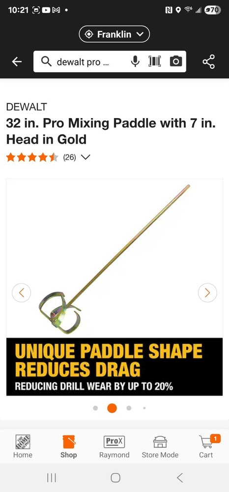 Dewalt Pro 32 Mixing Paddle 7" head
