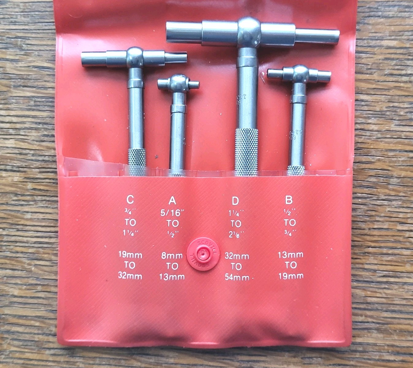 Vintage L. S. Starrett No. S579G Set of Four Telescoping Gages in Pouch USA