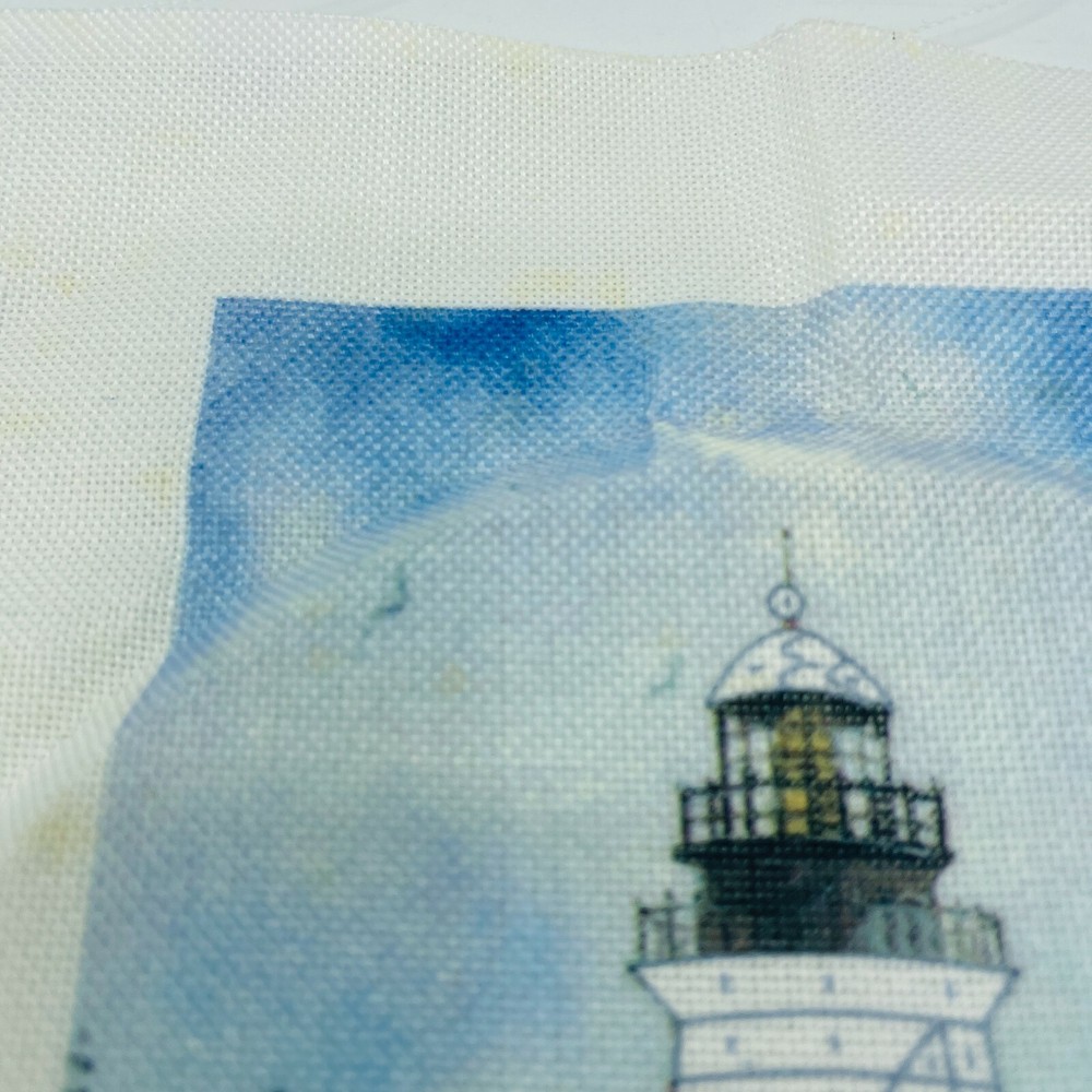 1997 Sunset Needlepoint Canvas Lighthouse 7.5" x 5" Started