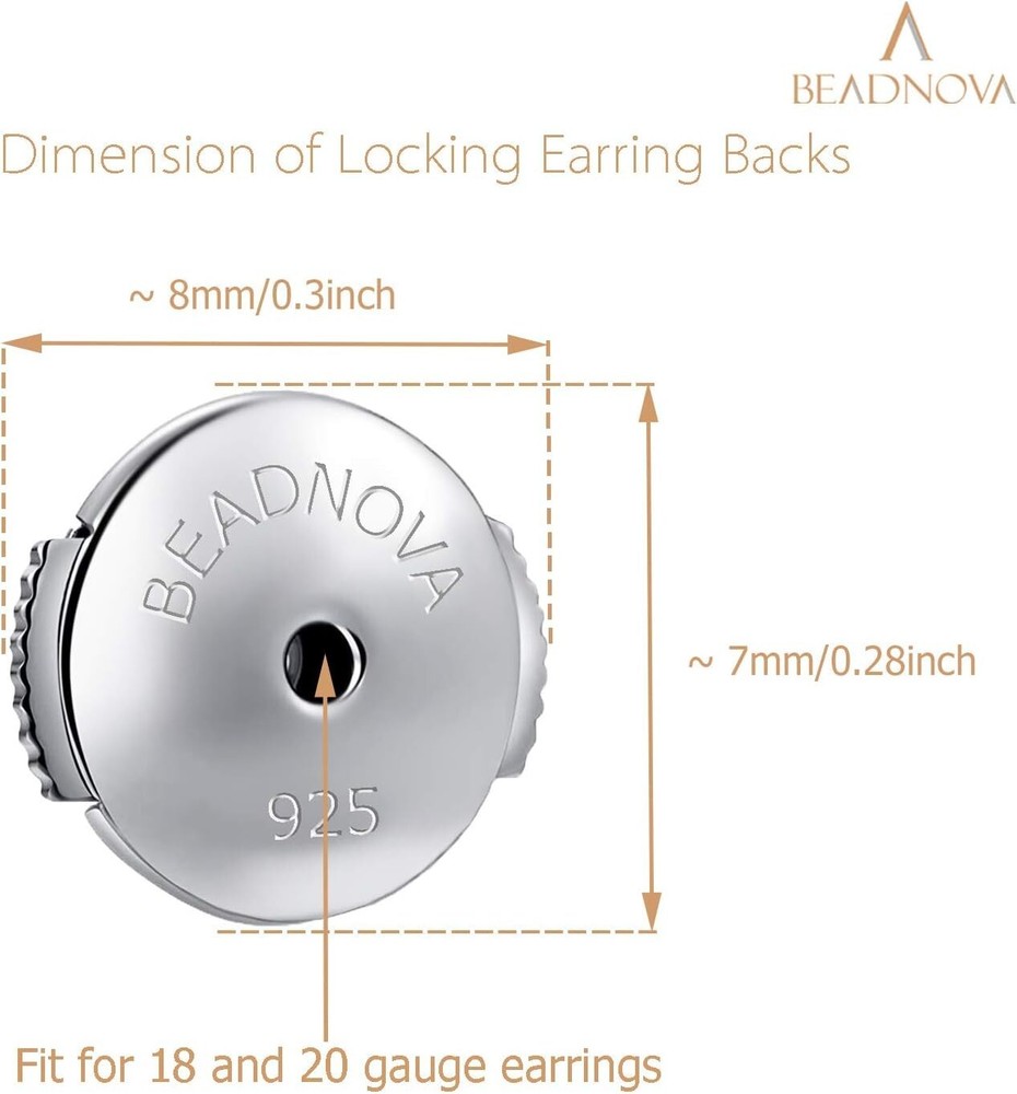 Locking Earring Backs 925 Sterling Silver Secure Earring Backs