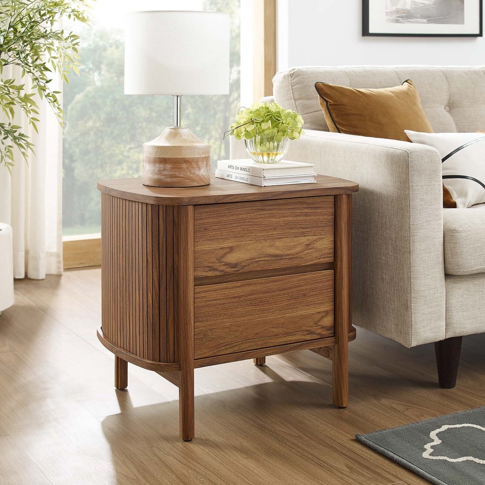 Modway Cadence 2-Drawer Nightstand in Walnut