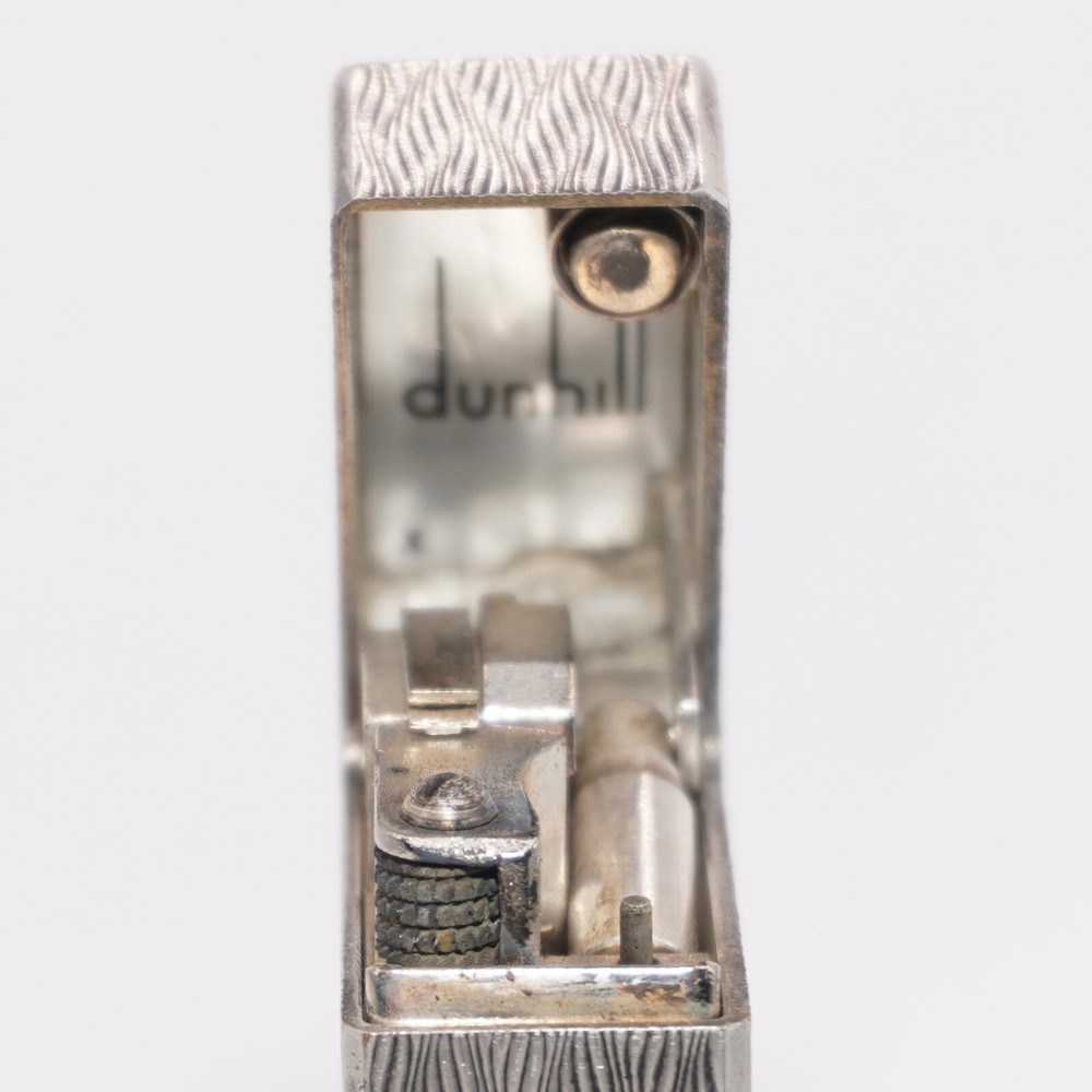 Dunhill Rollagas Lighter Silver CHEVRON Pattern-Ultrasonically cleaned_Working
