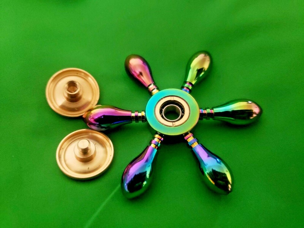 Rainbow Bowling Pins Solid Brass Fidget Spinner Toy Good Quality ADHD Focus EDC