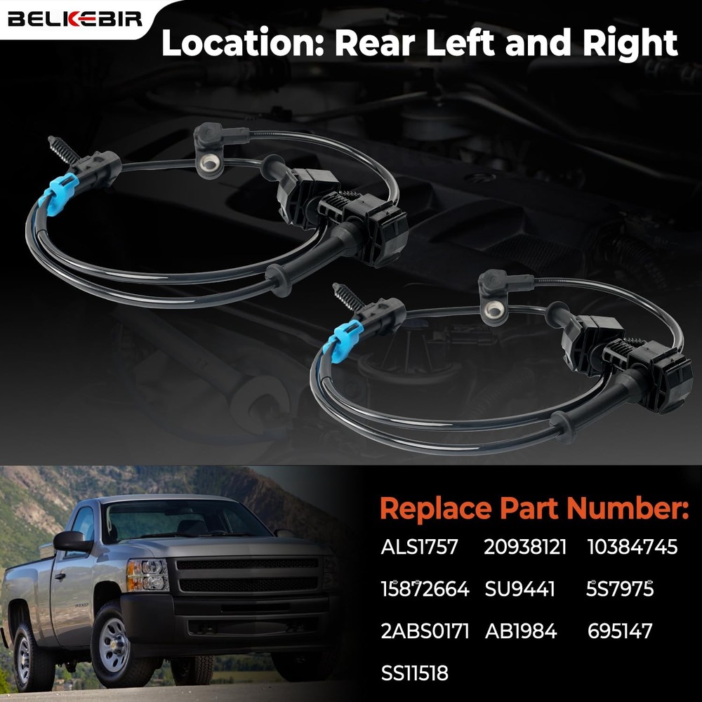 Rear ABS Wheel Speed Sensor Left & Right Compatible with 2007-2013 Chevy Silv...